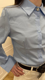 Camicia bottone gioiello celeste Susy Mix