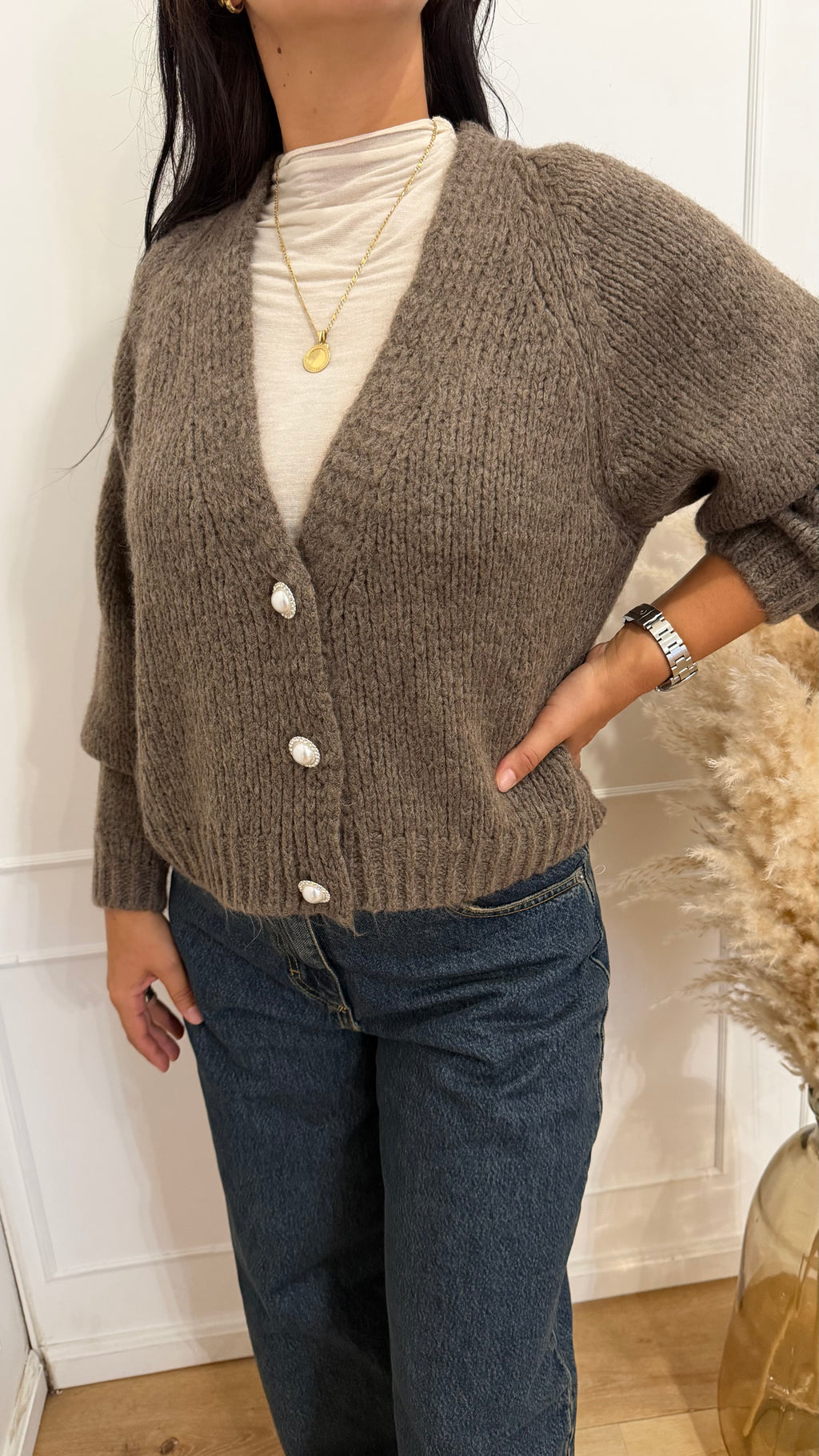 CARDIGAN BOTTONI GIOIELLO TORTORA HAVEONE