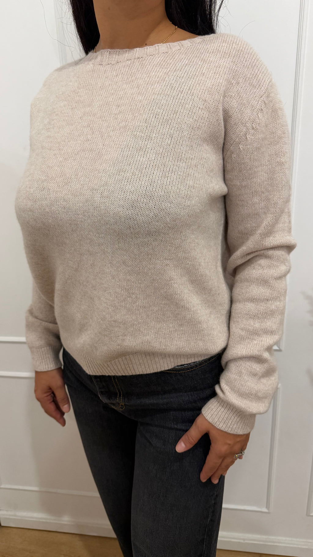 Maglia paricollo ampio cashmere beige griffai