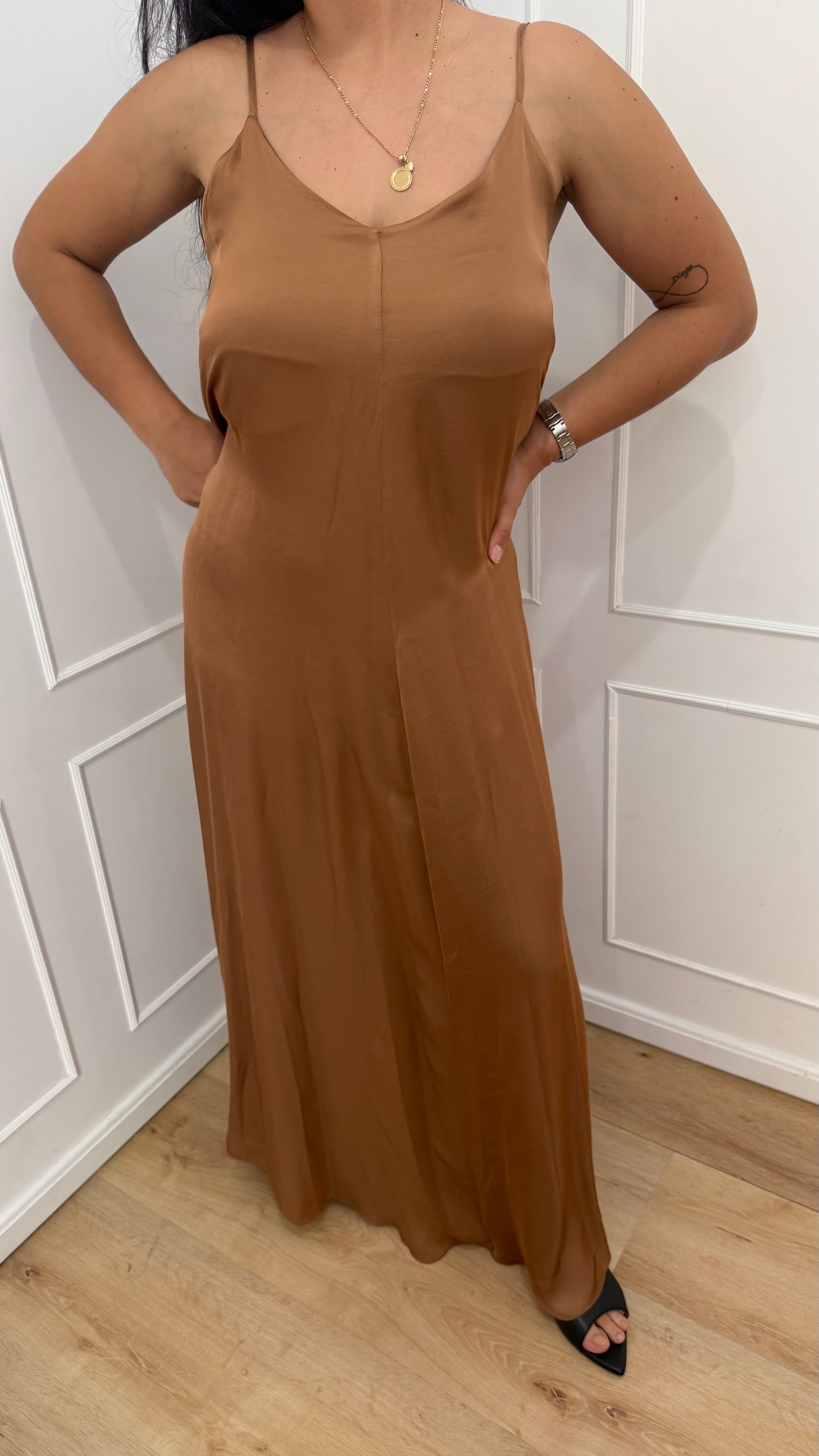 Vestito lungo svasato bronzo Vicolo