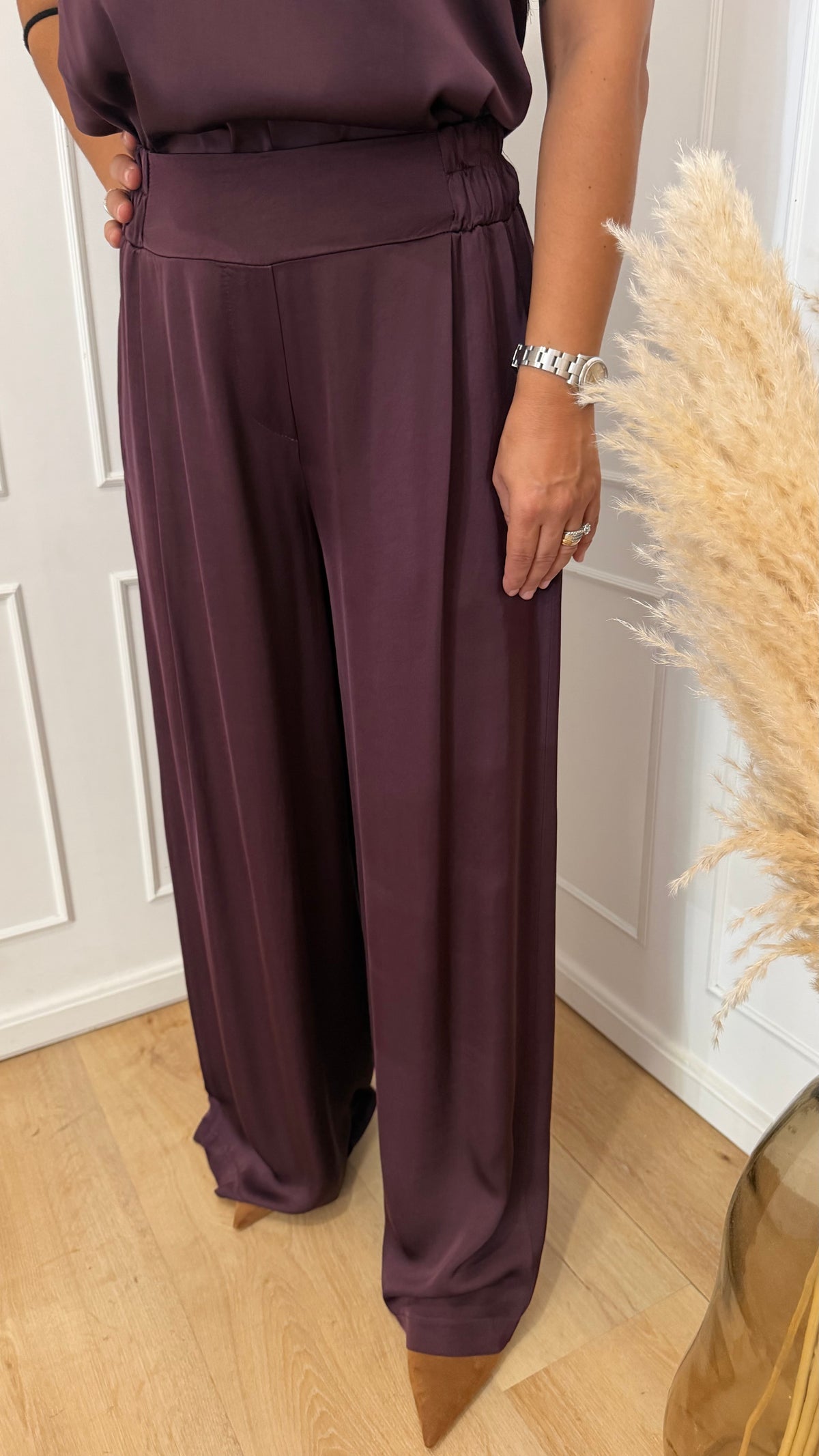 Pantalone effetto raso Bordaux susymix