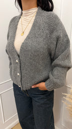 CARDIGAN BOTTONI GIOIELLO GRIGIO SCURO HAVEONE