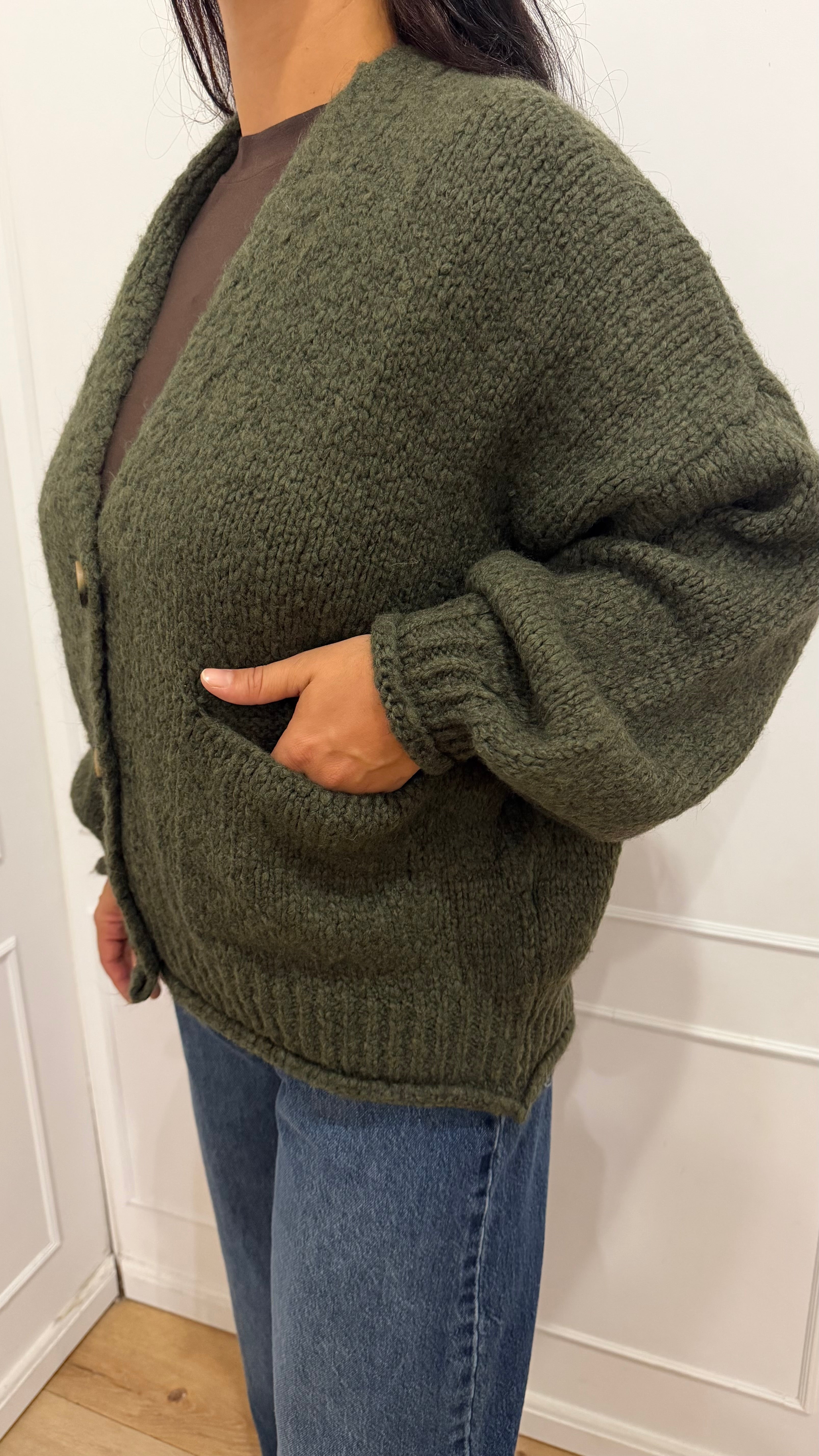CARDIGAN BESTSELLER VERDE MILITARE HAVEONE