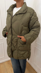 Piumino midi con impunture verde militare Haveone
