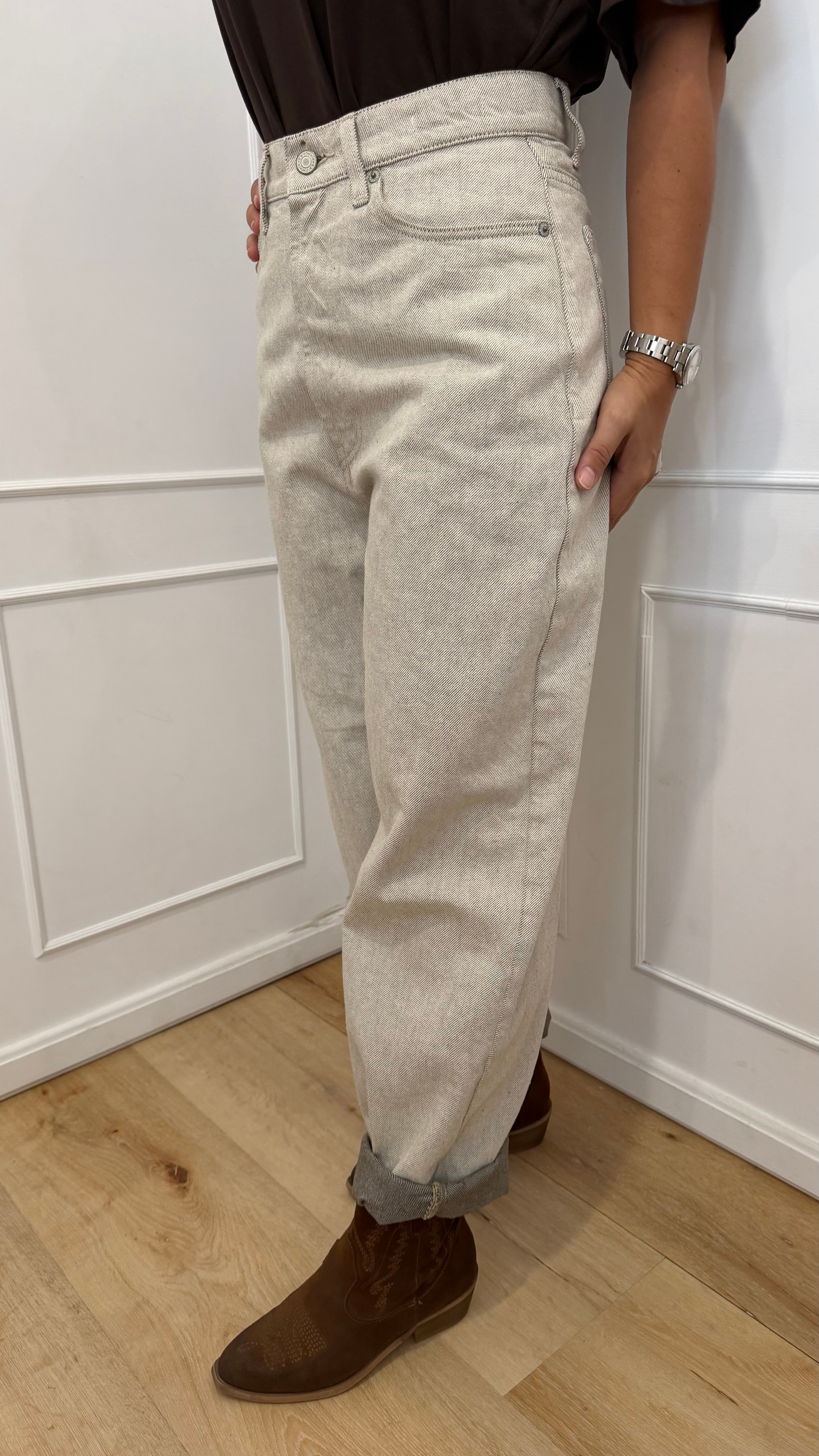 Jeans laila effettto sabbiato beige chiaro vicolo