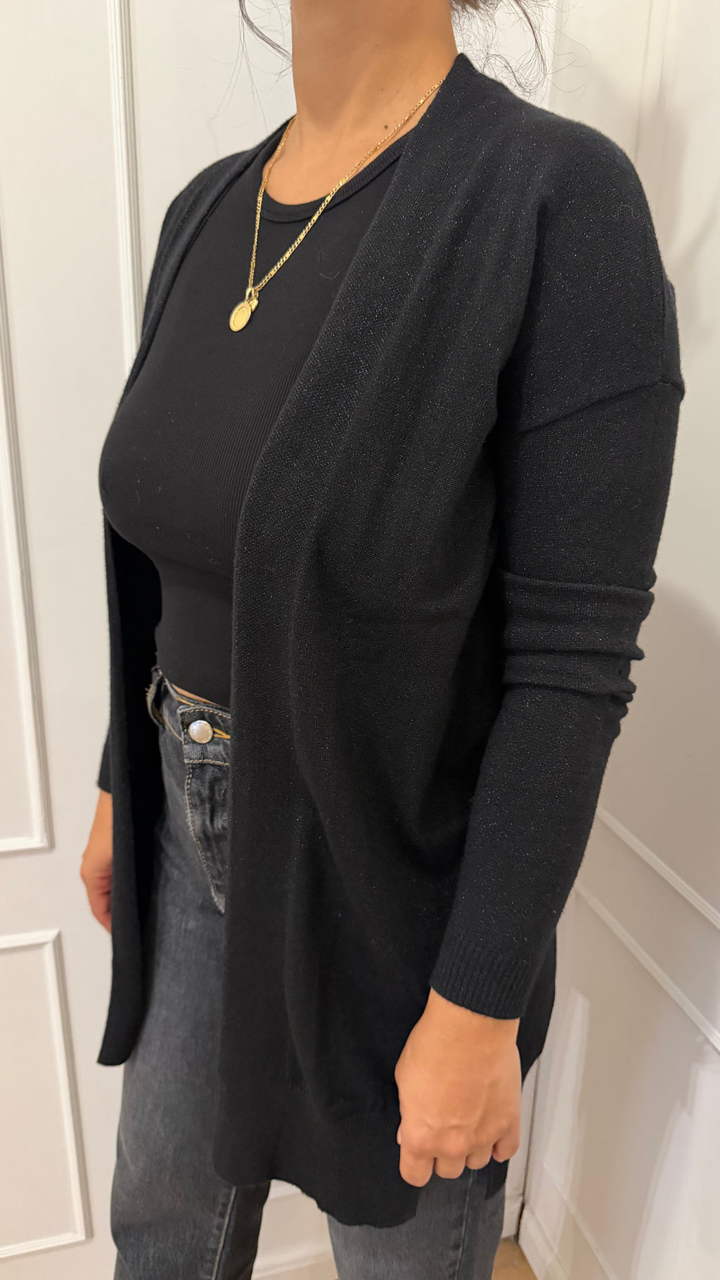 Cardigan lungo basico lurex nero Griffai