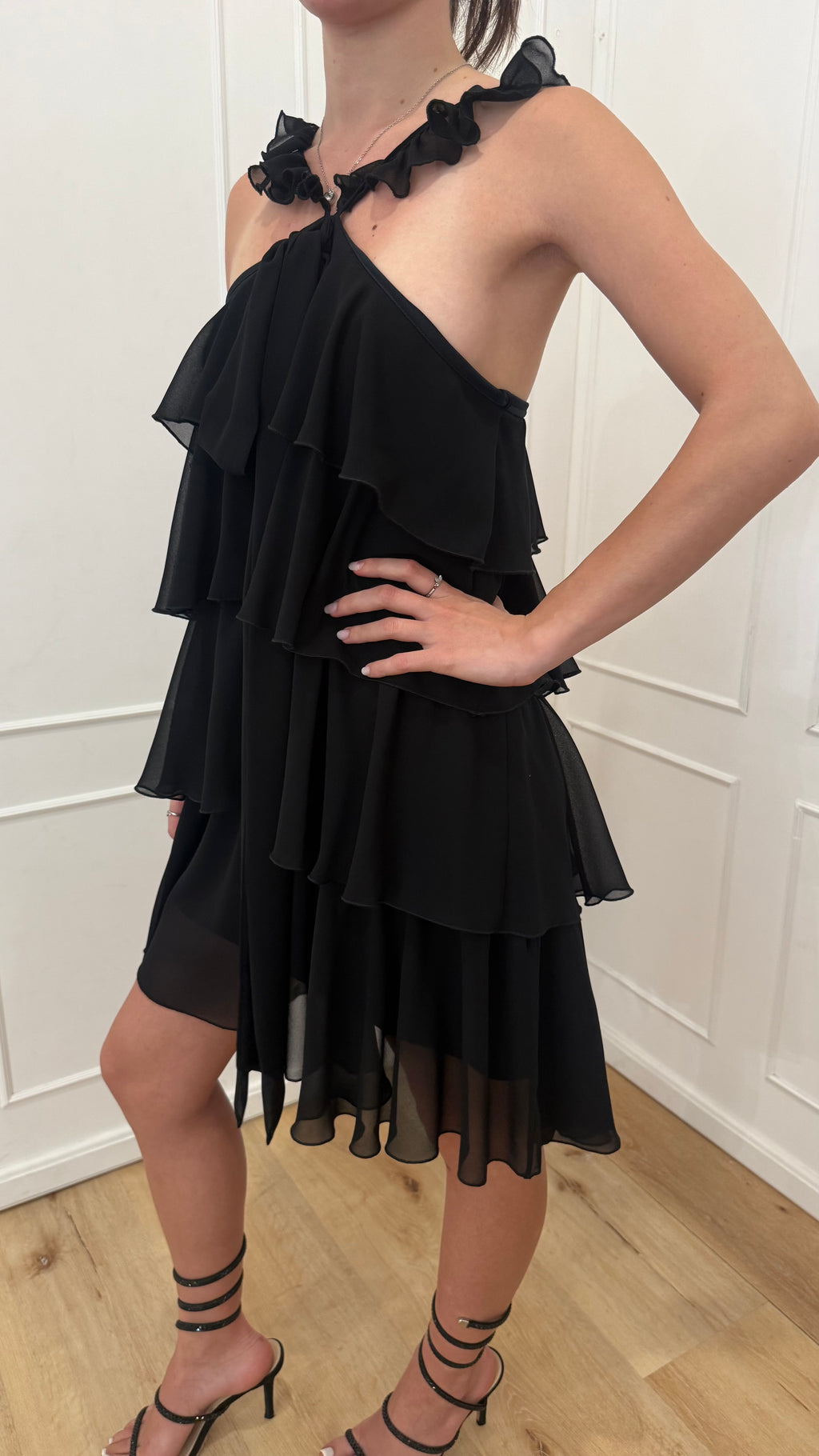RIBBON DRESS TEODO NERO ANIYE BY