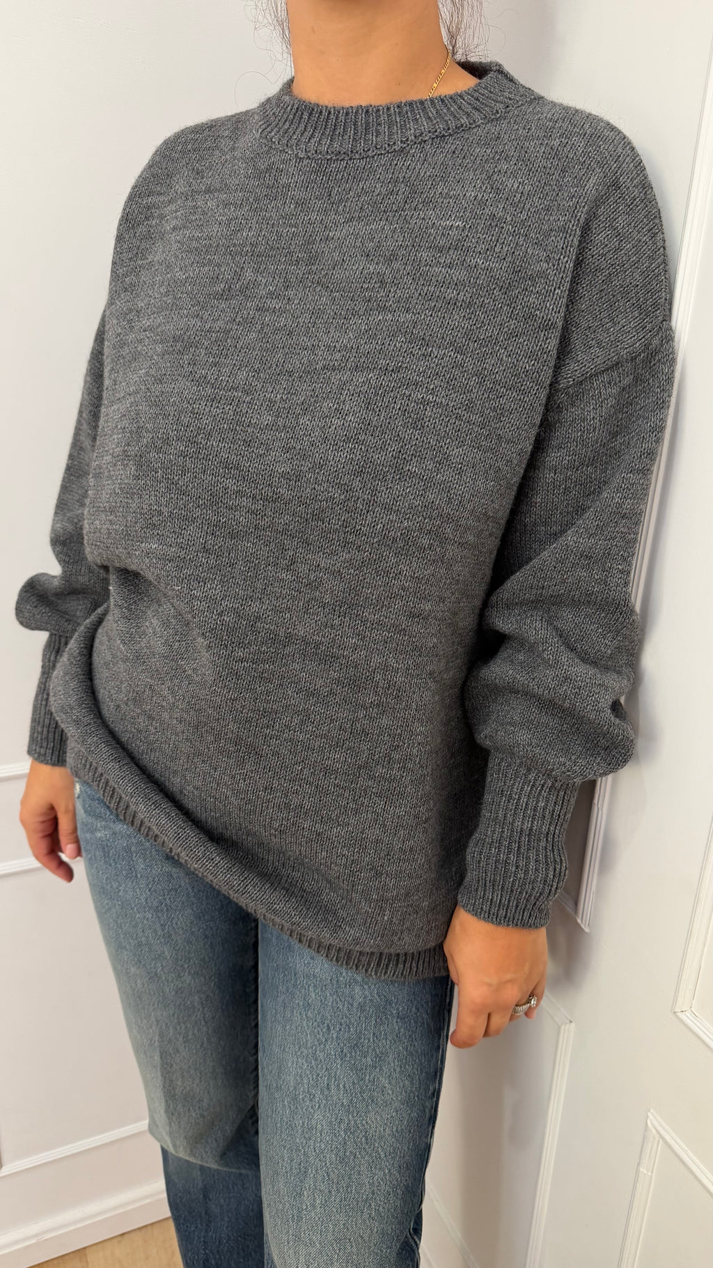 MAGLIA OVER GIROCOLLO E POLSI A SBUFFO GRIGIO HAVEONE