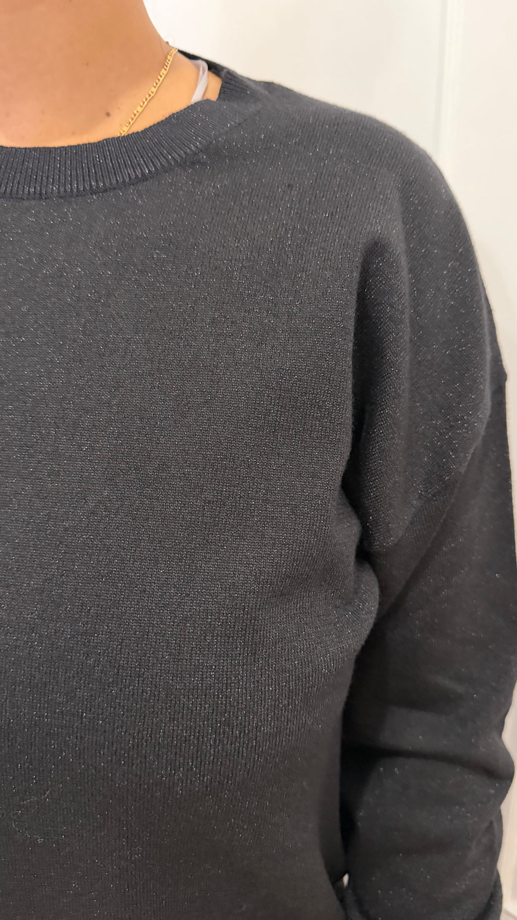 Maglia paricollo over lurex nero griffai