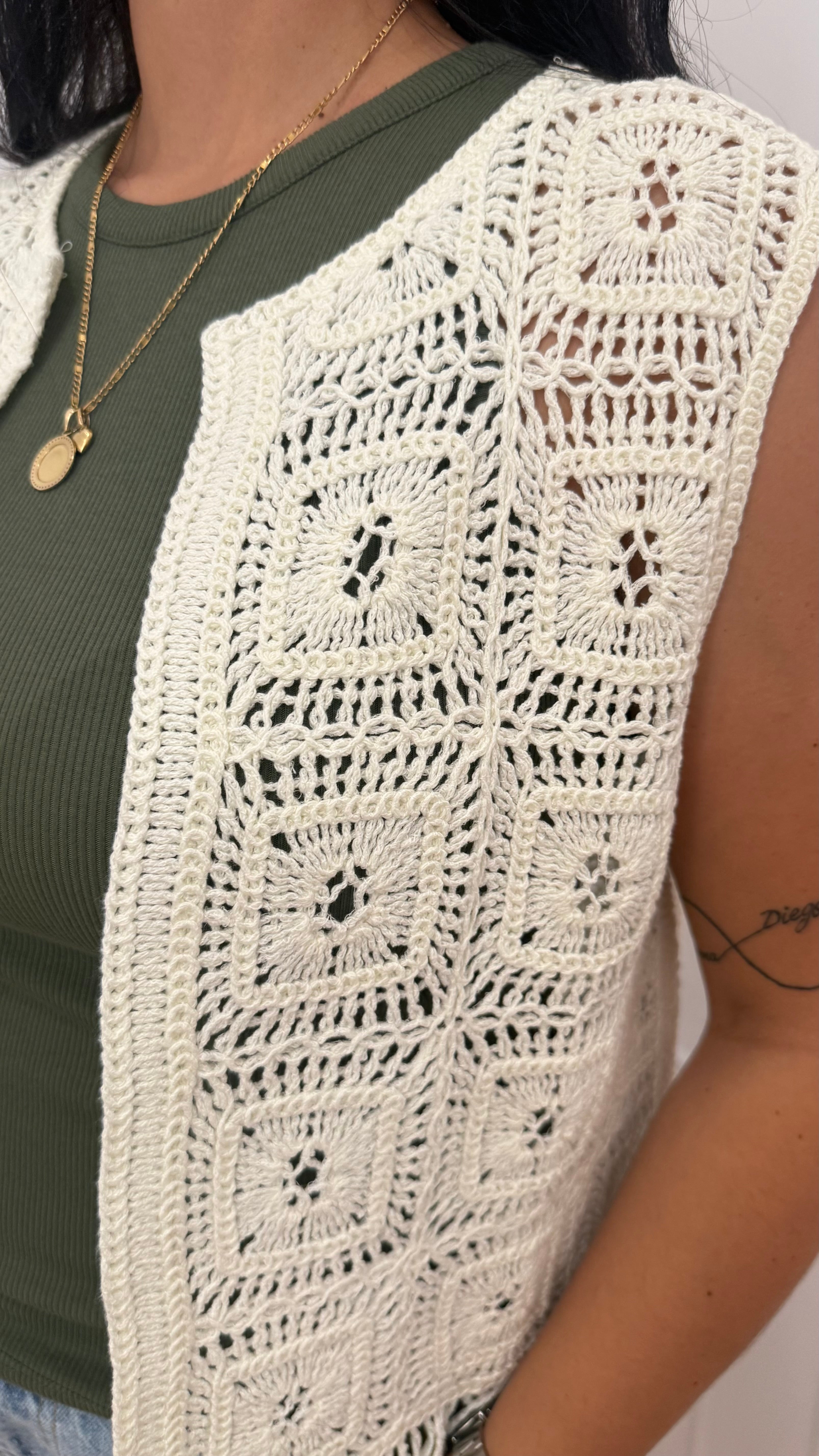 Gilet crochet panna vicolo