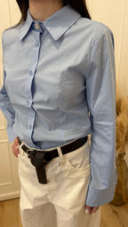 Camicia bottone gioiello celeste Susy Mix