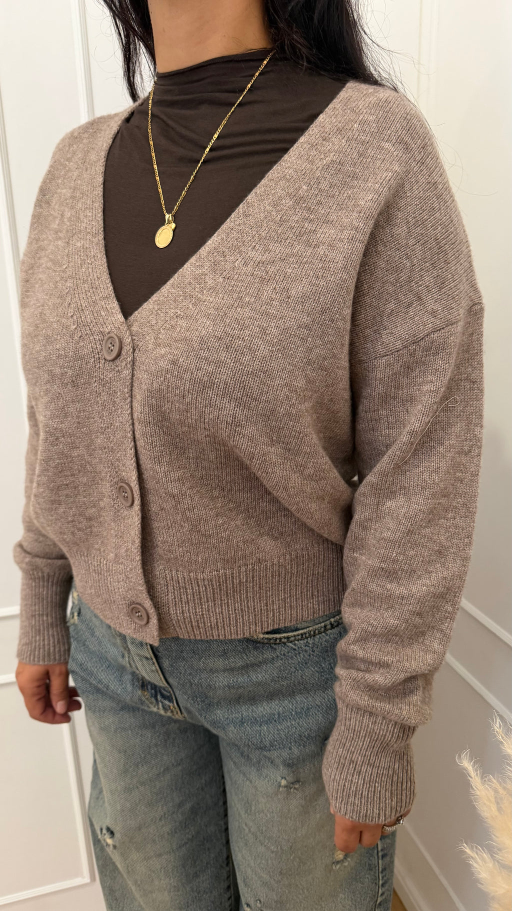 Cardigan tortora Cashmere Griffai