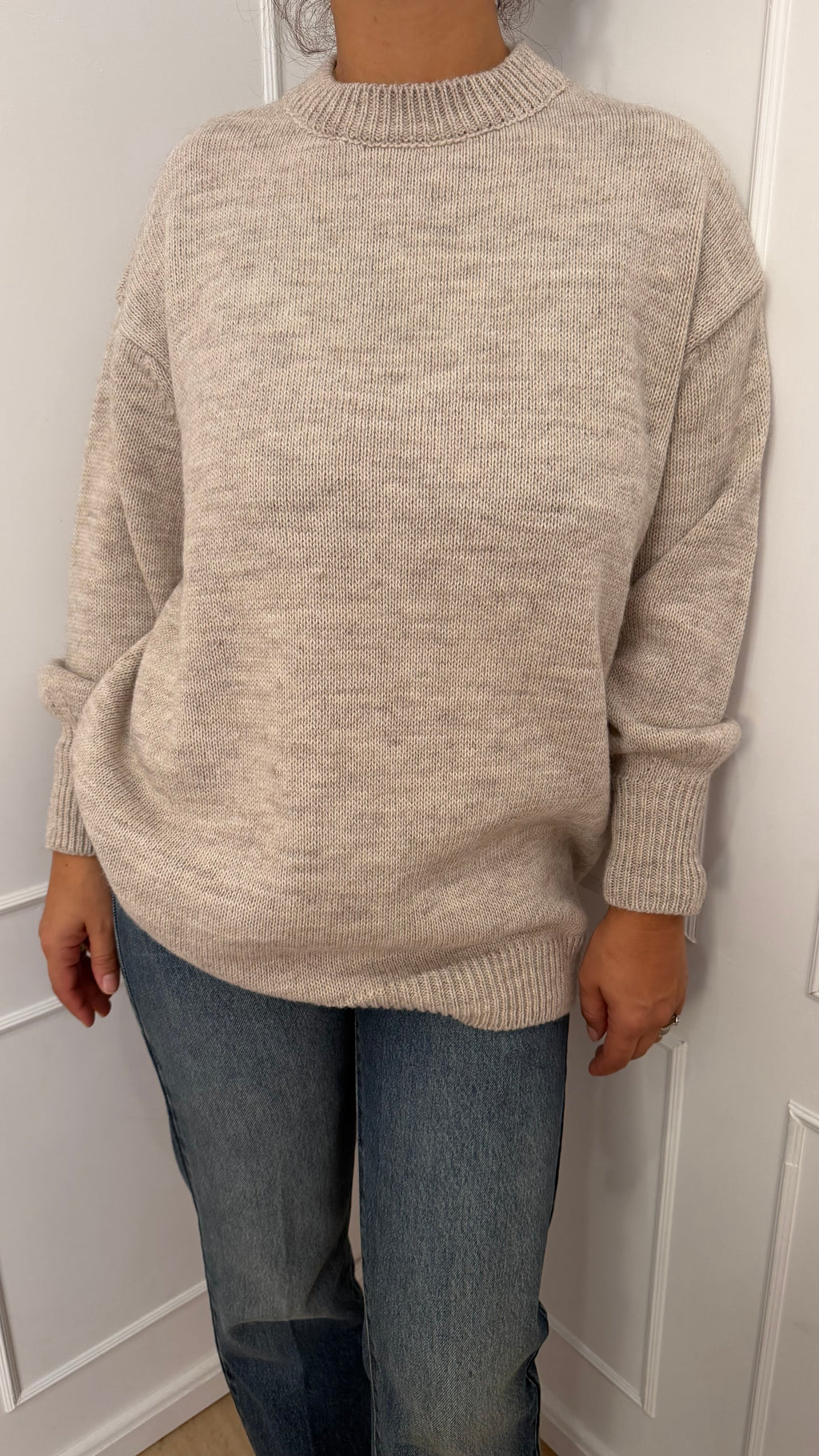 MAGLIA OVER GIROCOLLO E POLSI A SBUFFO BEIGE HAVEONE