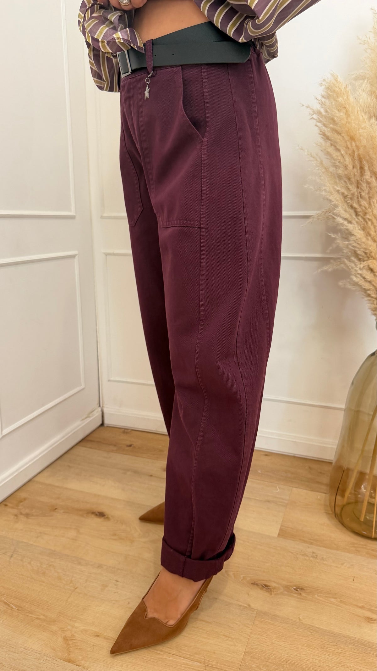 Pantalone ovetto stellina bordaux susymix