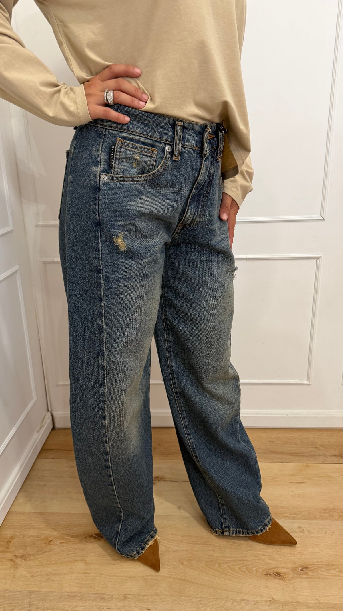 JEANS LUCY DENIM BLU CON ROTTURE HAVEONE