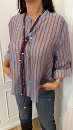 Camicia nomad con collana righe celeste Haveone