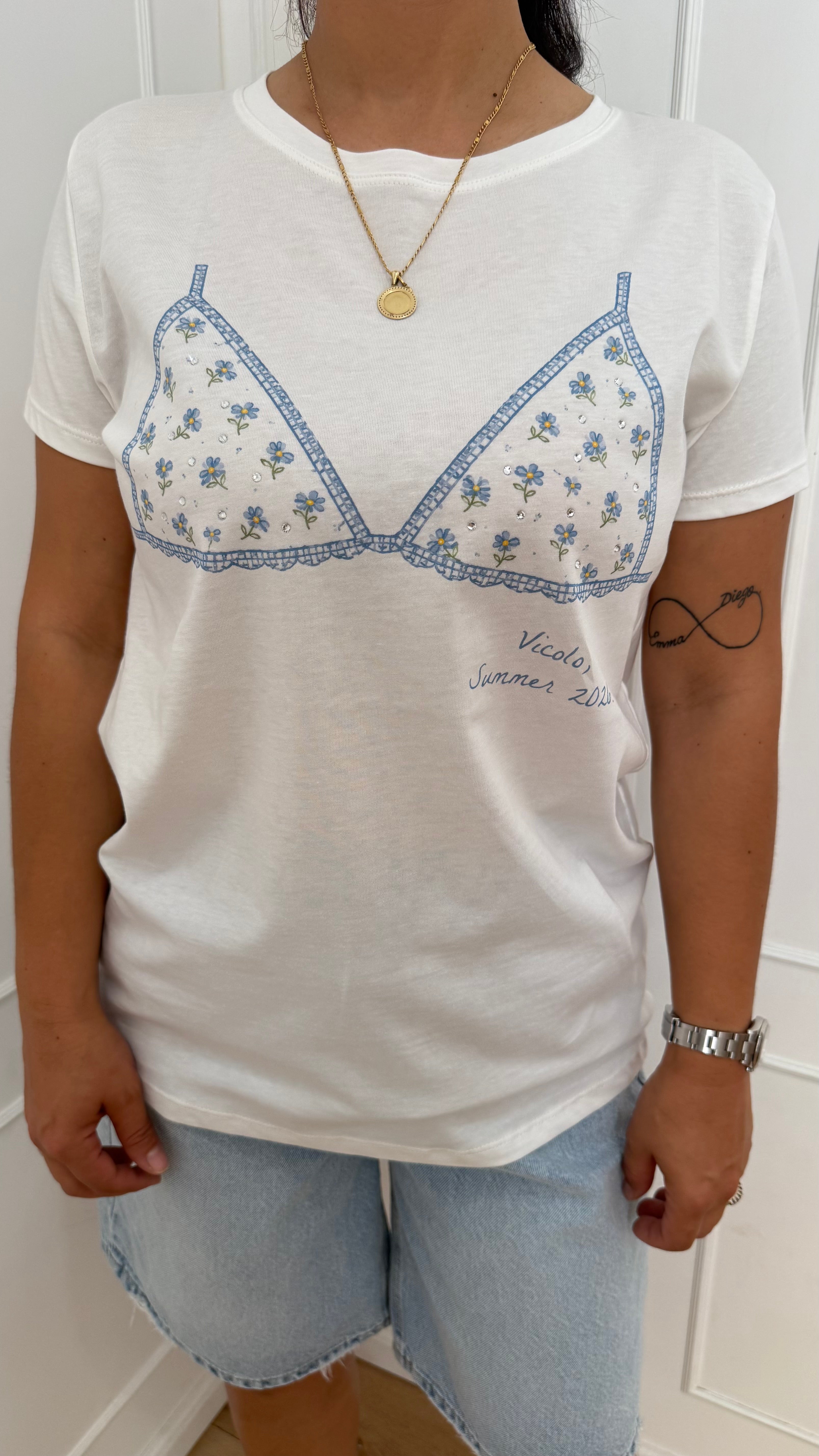 T shirt reggiseno fiori vicolo