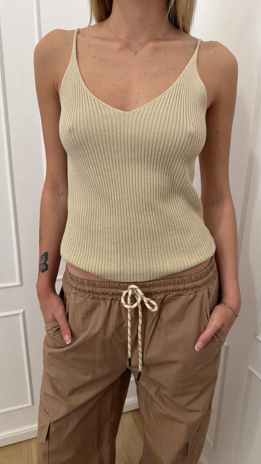 Canotta costina beige  Susy mix