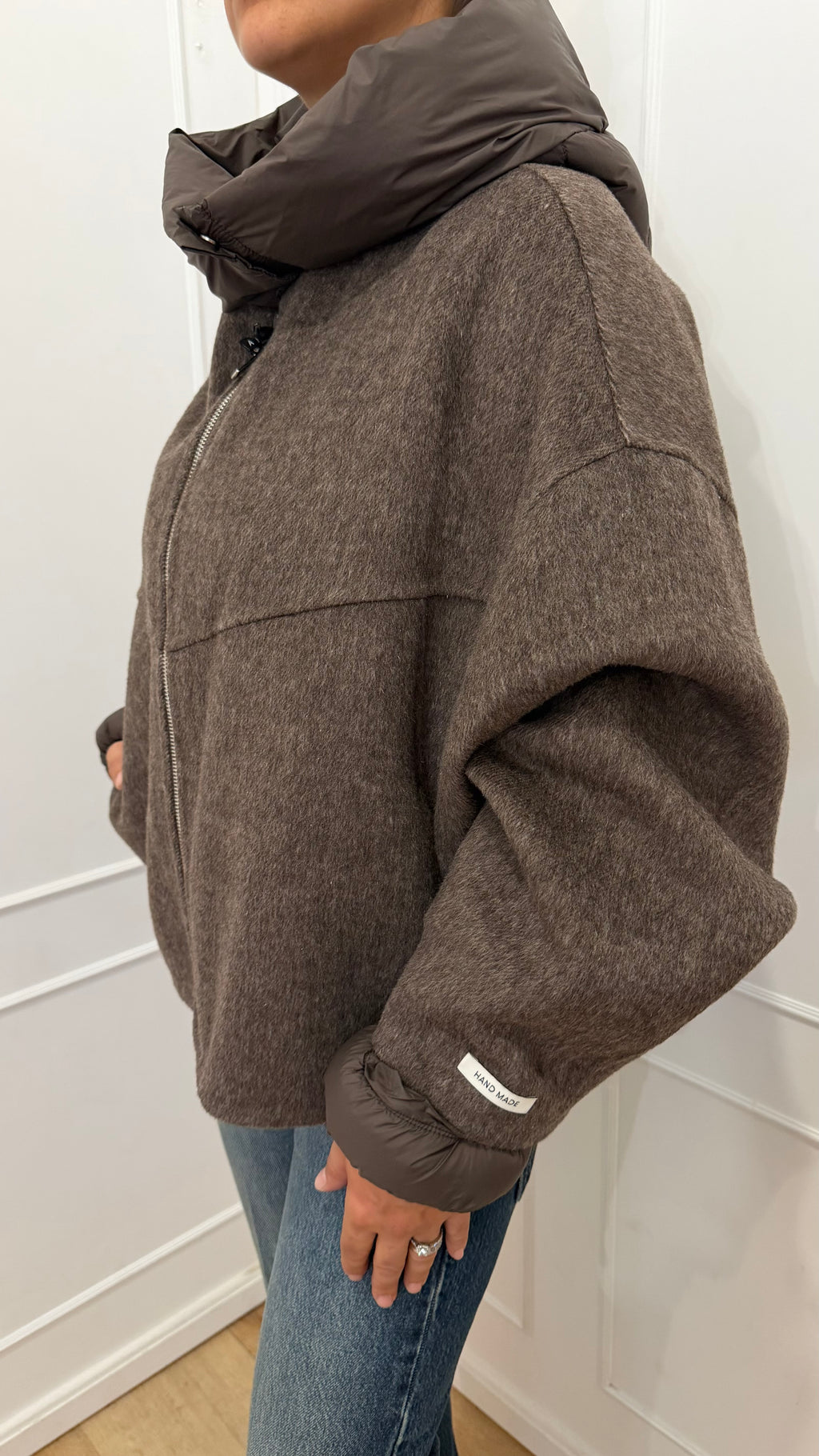 Cappotto bomber con cappuccio moro Haveone