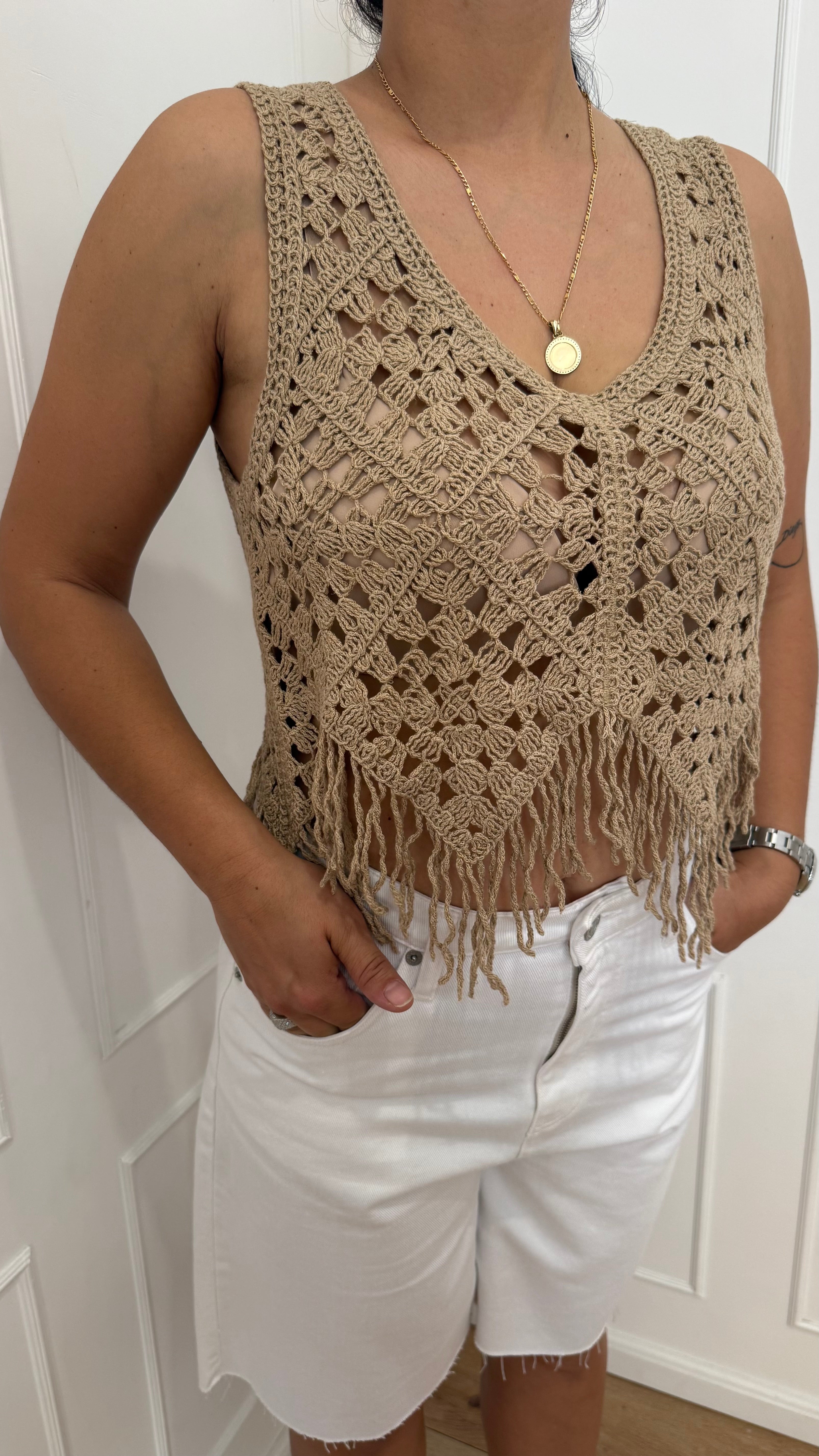 Top crochet sabbia vicolo