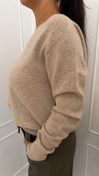 Maglia scollo a V senza cuciture beige griffai