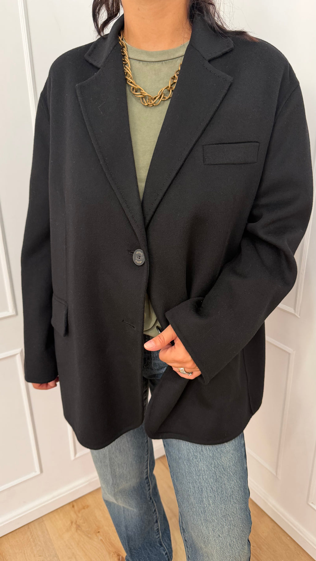 Cappotto corto in misto lana nero Vicolo