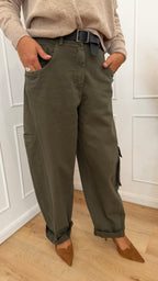 Pantalone ovetto tasconato verde militare susymix