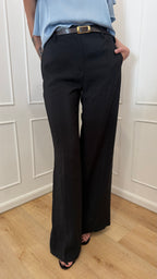 Pantalone palazzo nero con cintura  kontatto