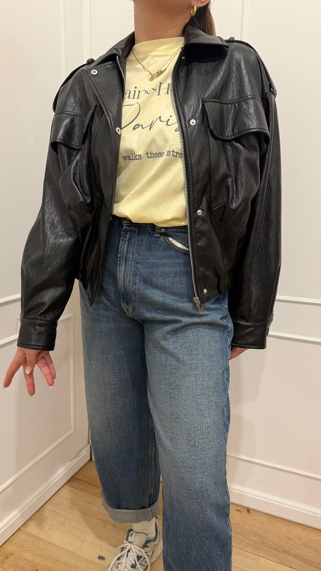 Bomber ecopelle nero Vicolo