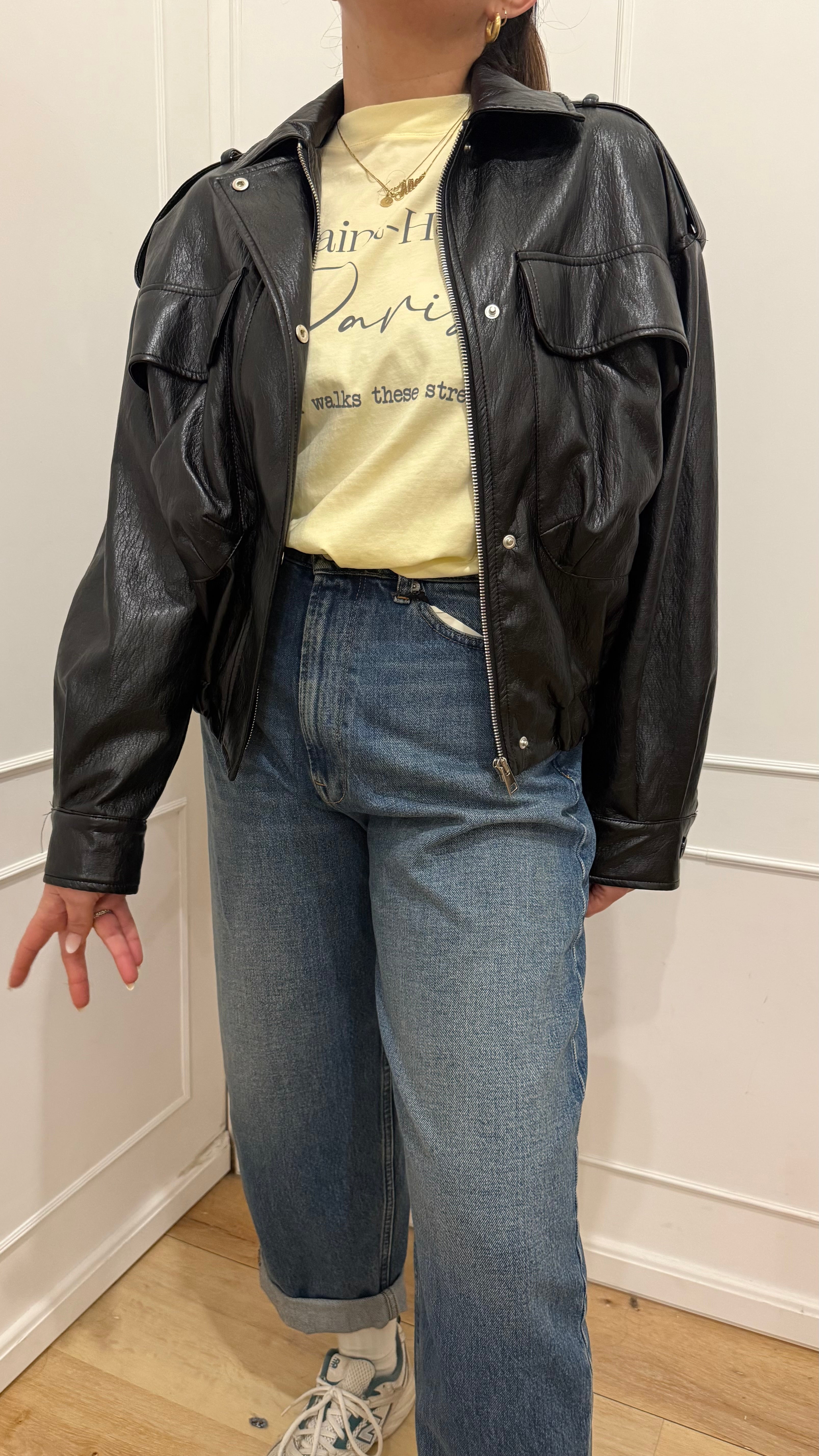 Bomber ecopelle nero Vicolo
