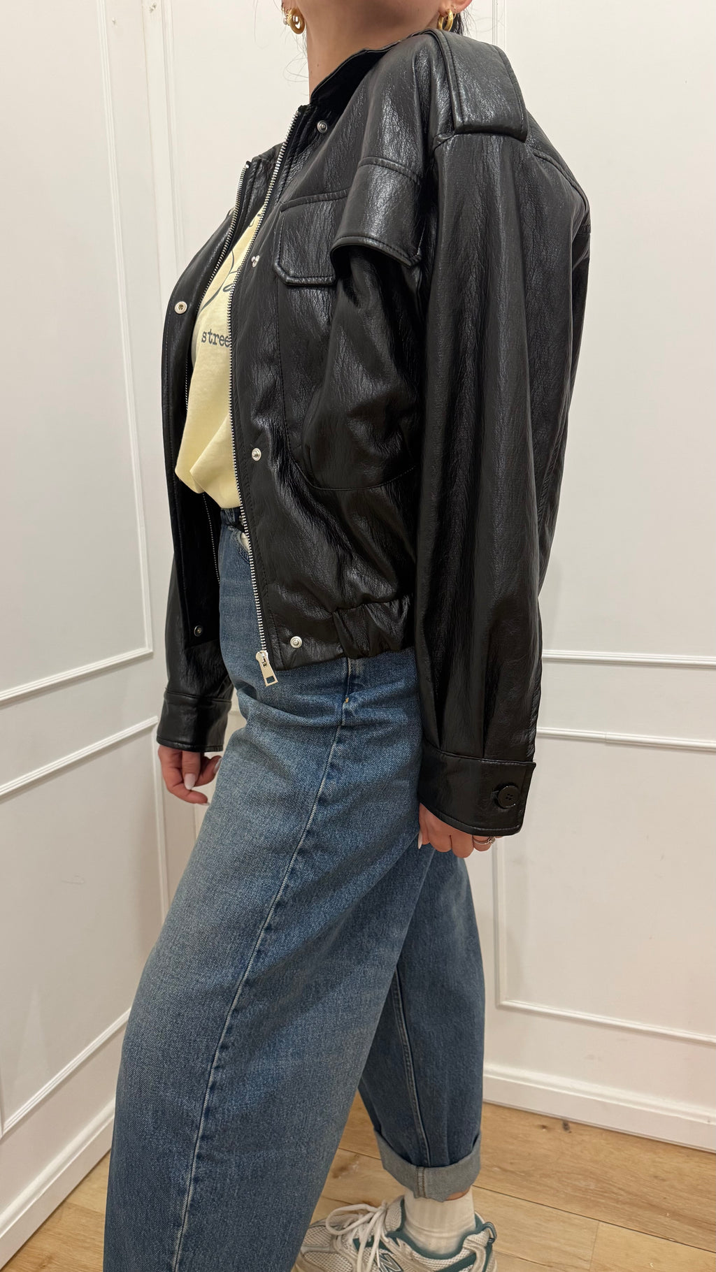 Bomber ecopelle nero Vicolo
