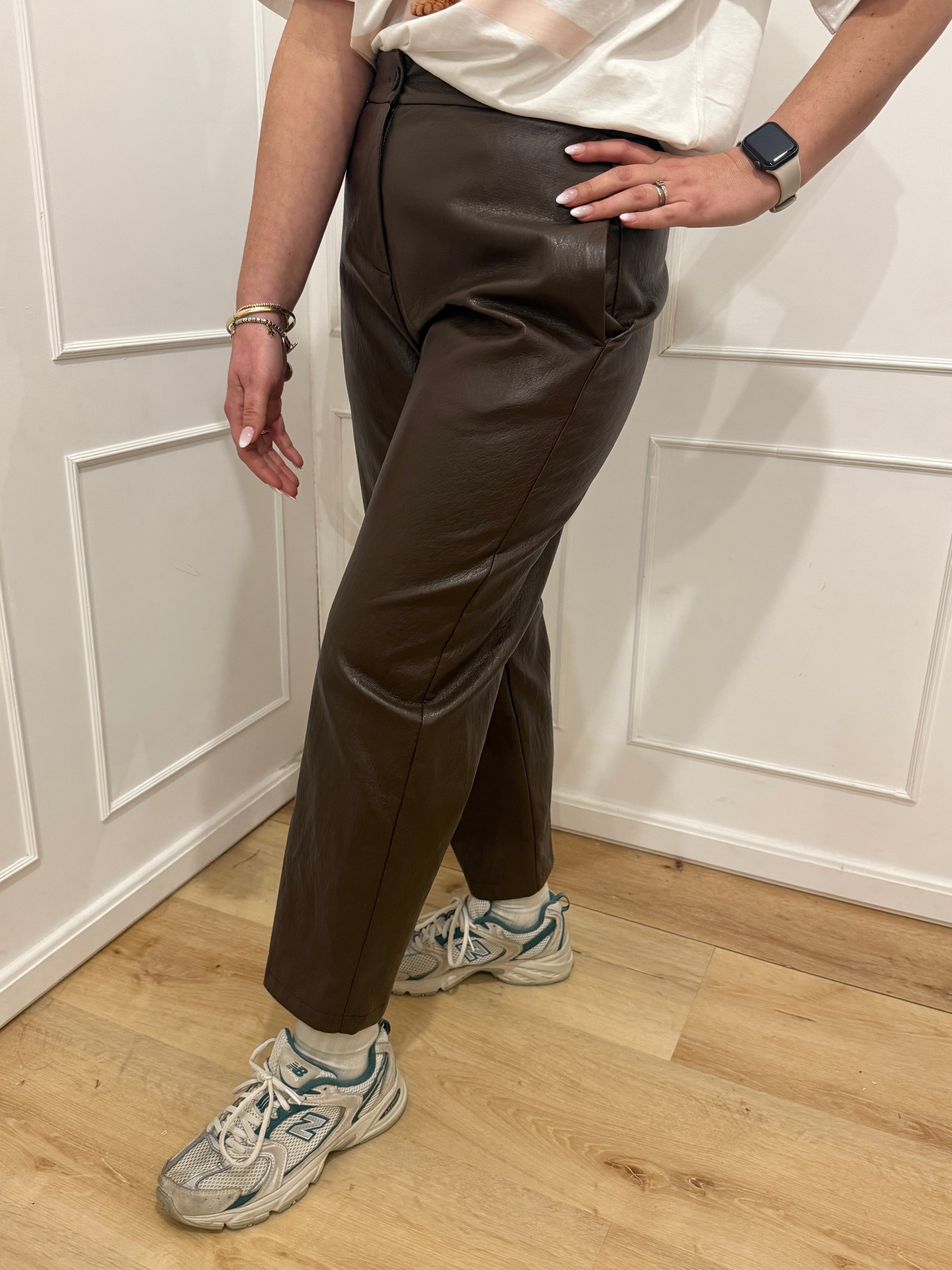 Pantalone ecopelle marrone Vicolo