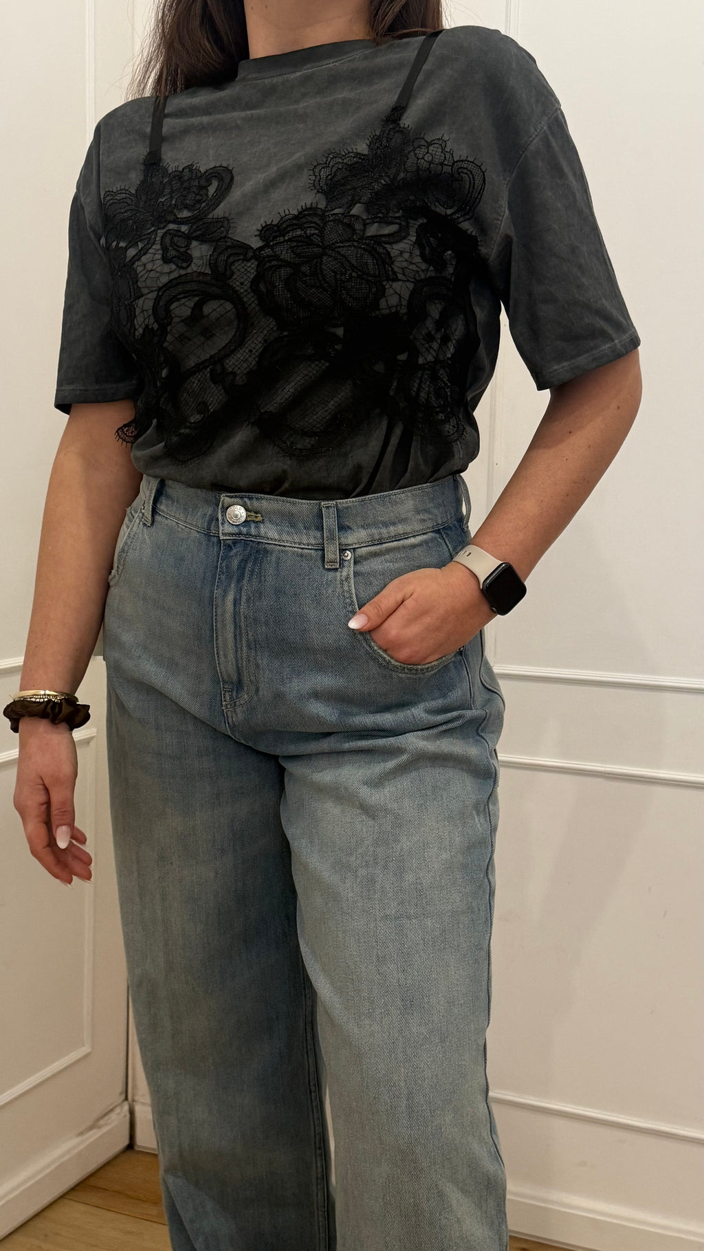 T-shirt top in pizzo Vicolo