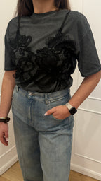T-shirt top in pizzo Vicolo