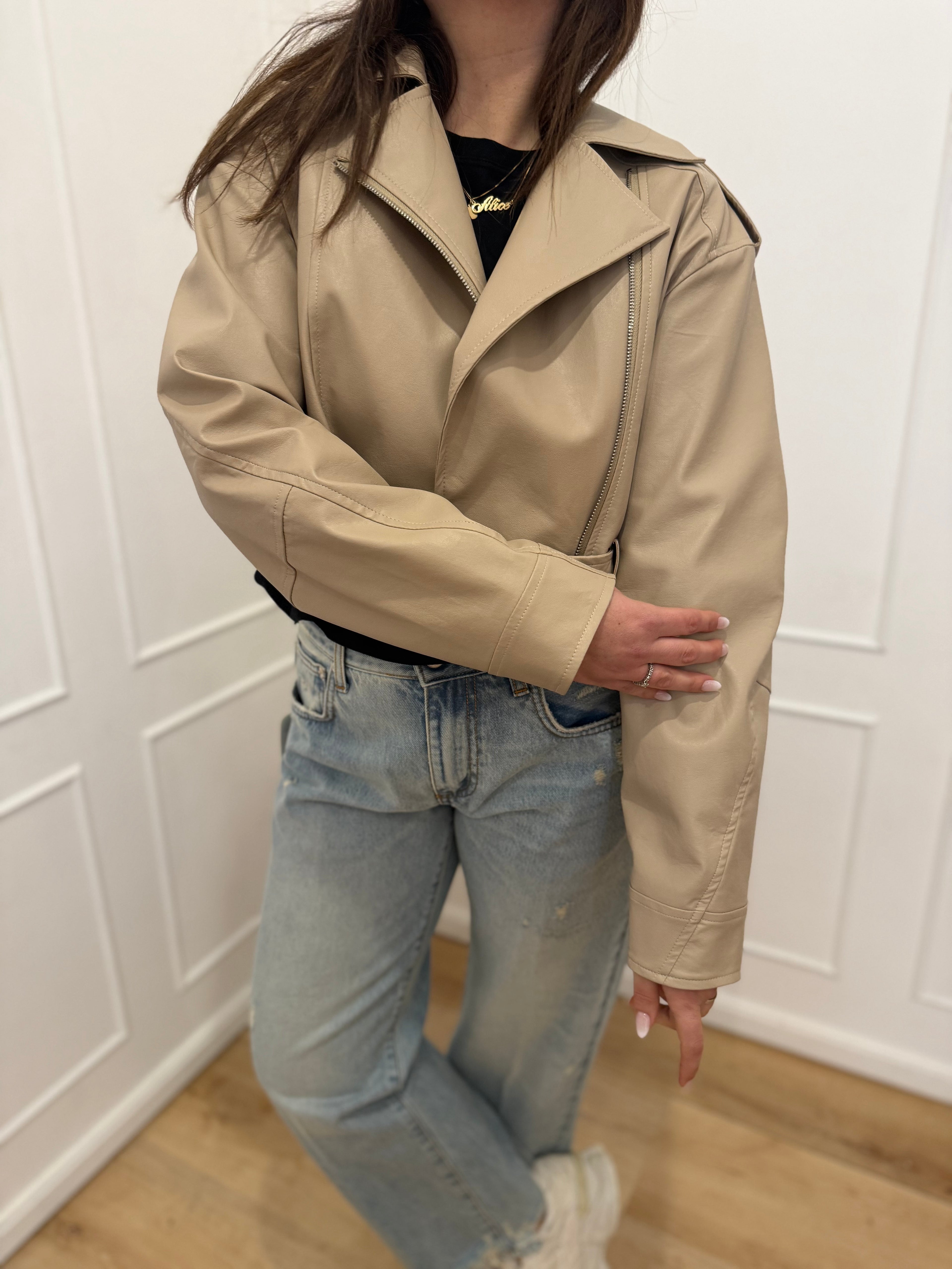 Chiodo ecopelle beige Susy Mix