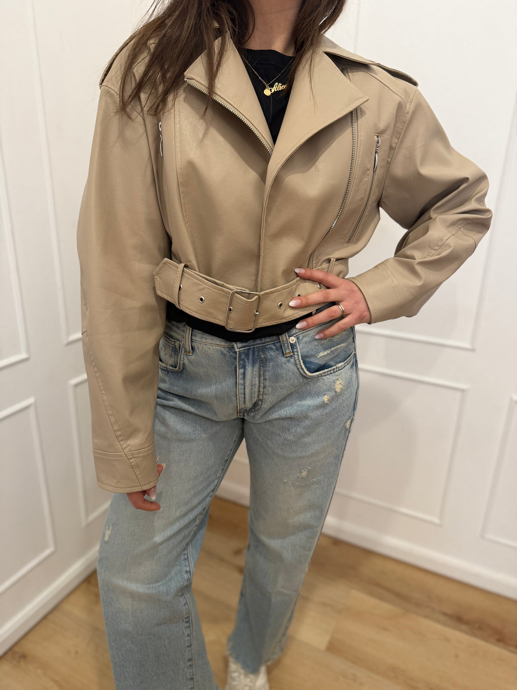 Chiodo ecopelle beige Susy Mix
