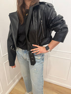 Chiodo ecopelle nero Susy Mix