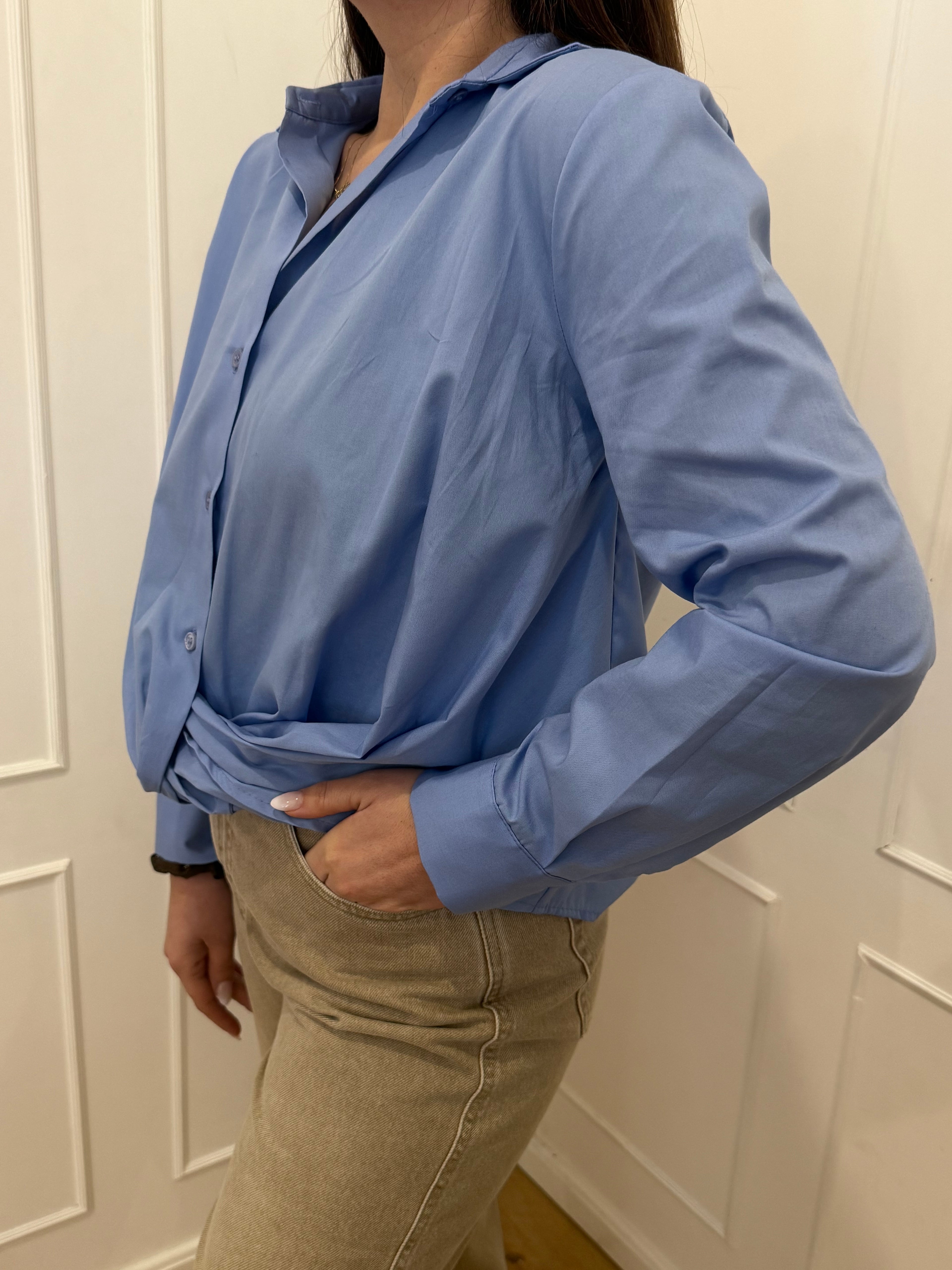 Camicia con arricciatura  azzurra vicolo