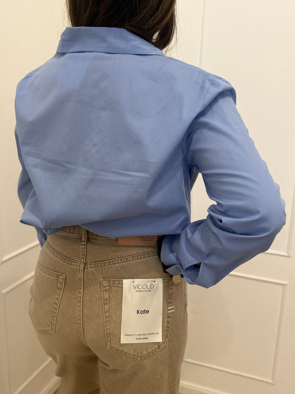 Camicia con arricciatura  azzurra vicolo