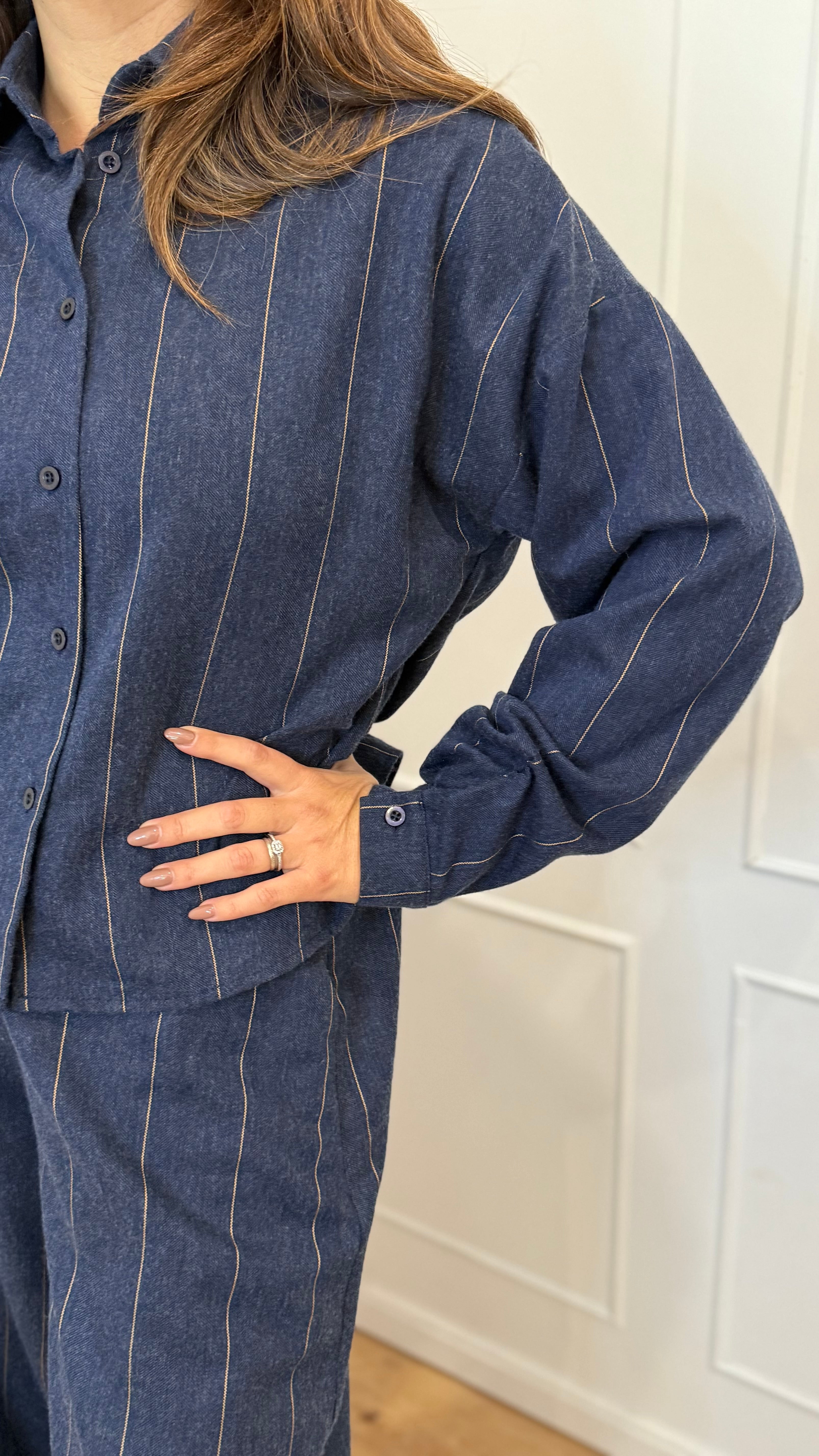 Camicia gessata crop Susy mix