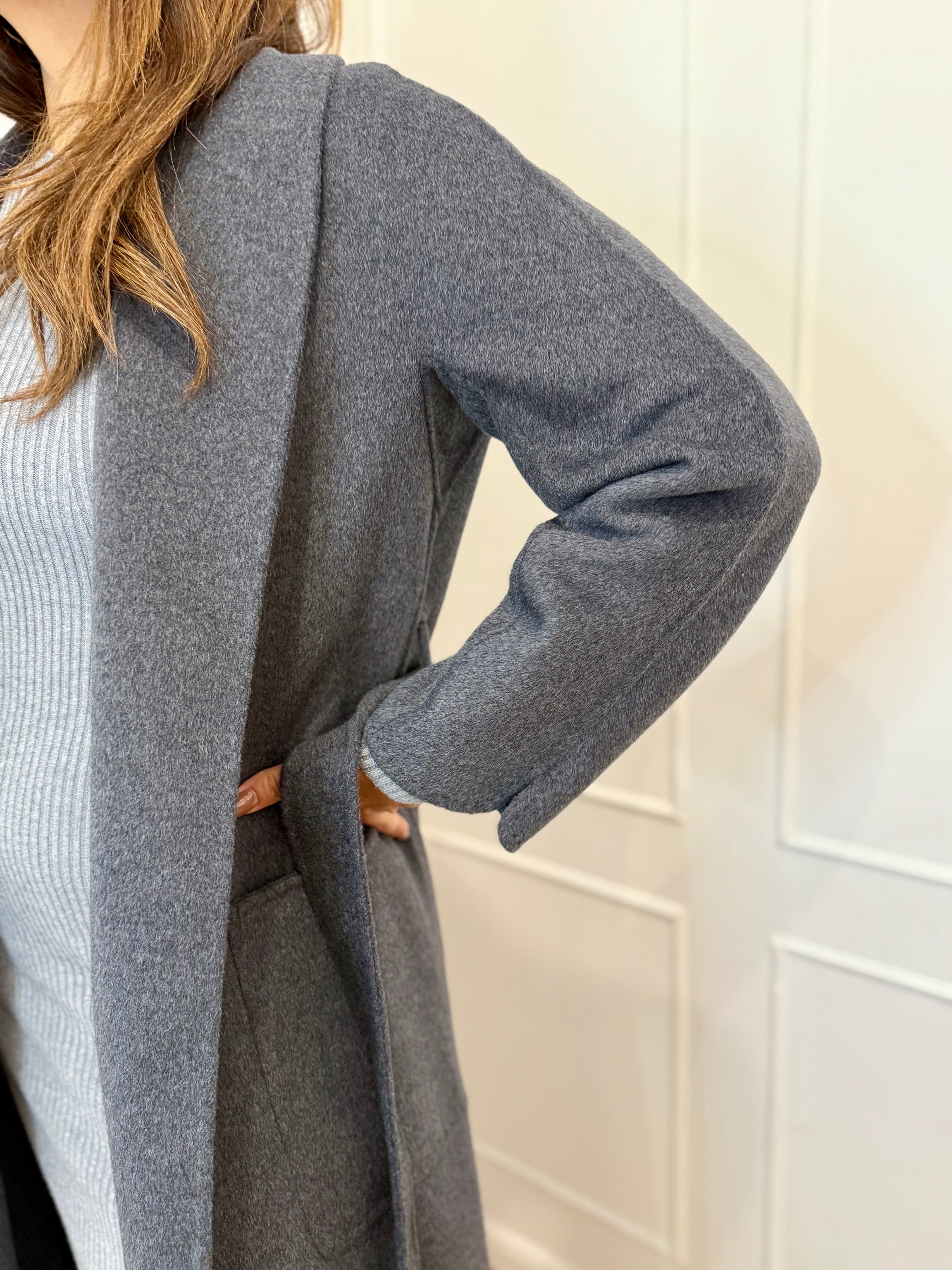 Cappotto Lungo con Cintura grigio antracite Vicolo