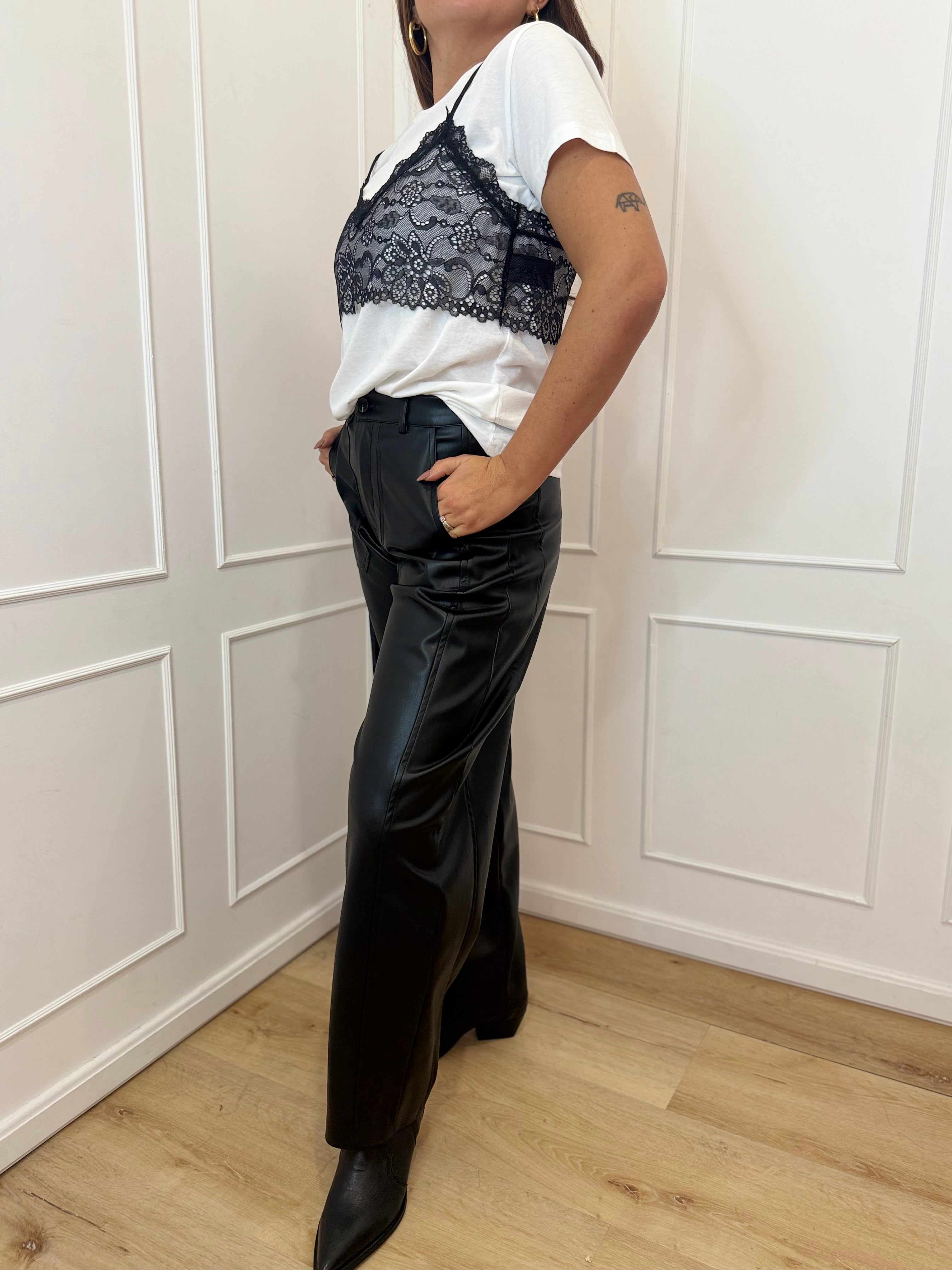 Pantalone ferro di cavallo ecopelle susymix