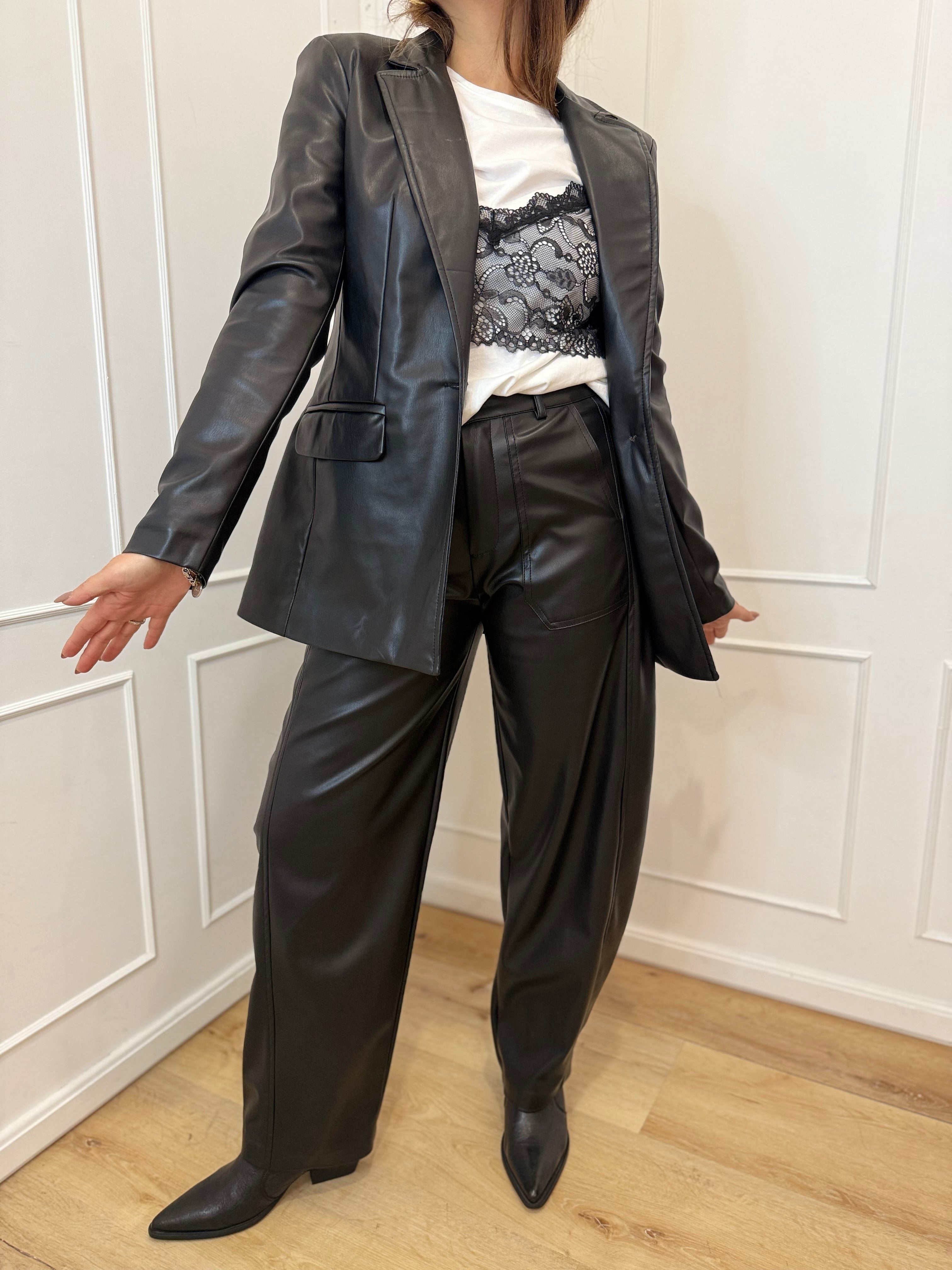 Pantalone ferro di cavallo ecopelle susymix