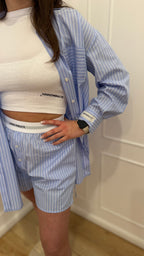 Camicia in cotone rigata over azzurra Hinnominate
