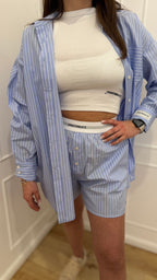 Camicia in cotone rigata over azzurra Hinnominate