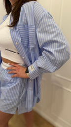 Camicia in cotone rigata over azzurra Hinnominate