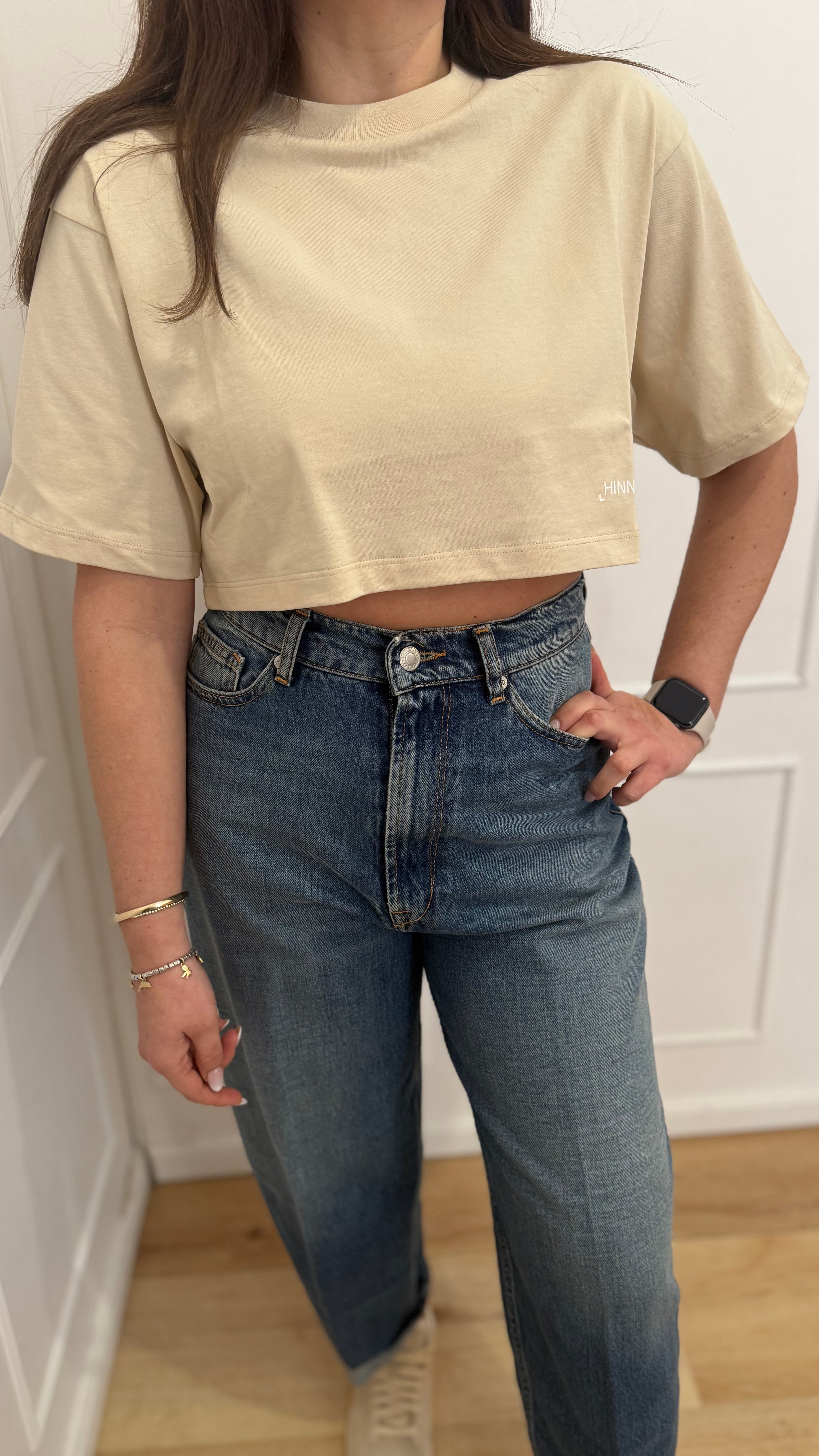 Crop top in Jersey Hinnominate beige