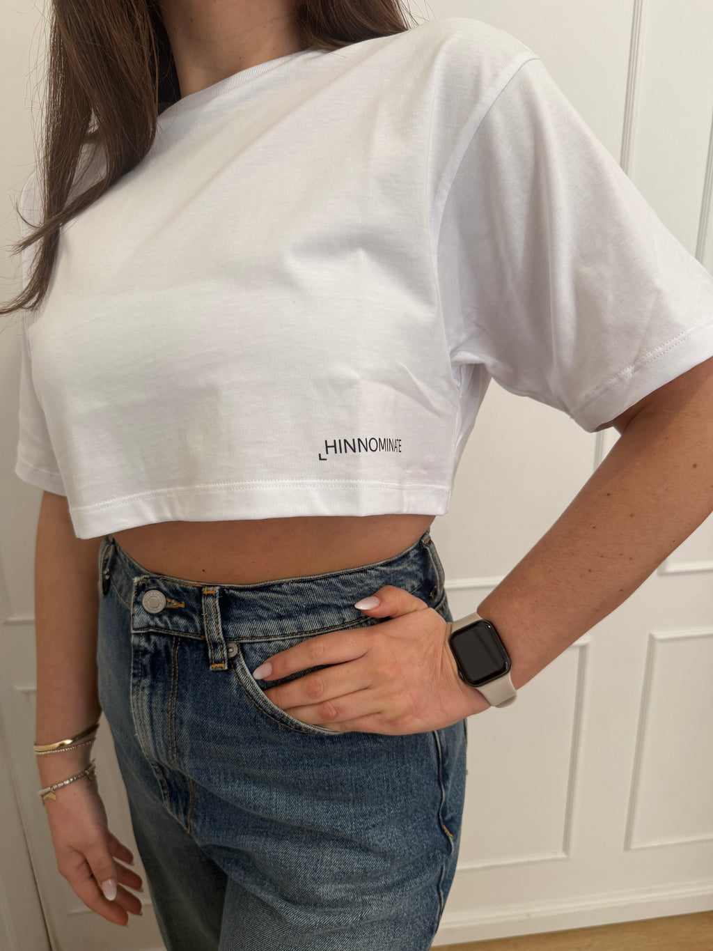Crop top in Jersey Hinnominate bianco