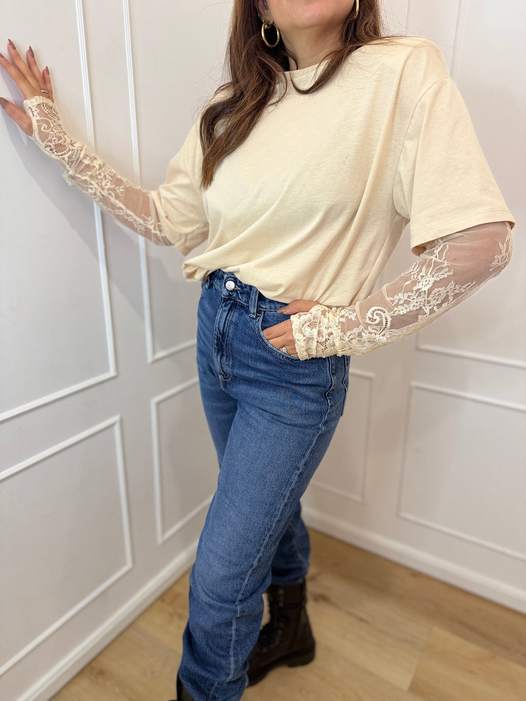 T shirt manica pizzo vicolo