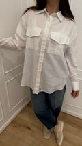 Camicia in lino con tasche frontali bianca Hinnominate